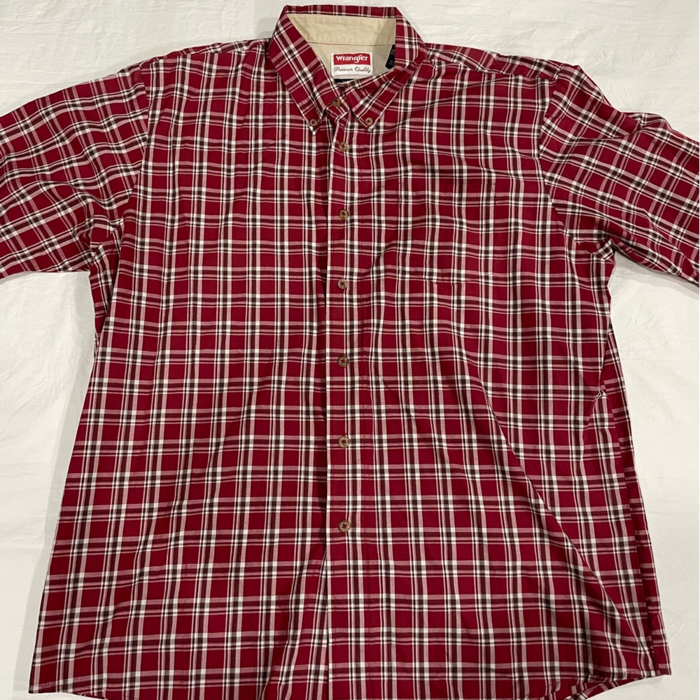 Wrangler Red and White Plaid Casual Shirt